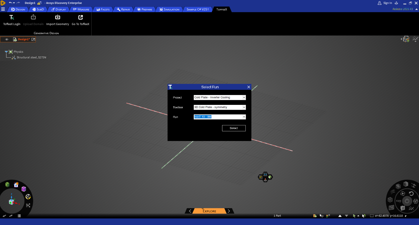 Importing designs from ToffeeX directly in Ansys Discovery.