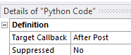 Details of “Python Code”, Definition table