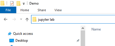 "jupyter lab" Command typed into the address bar
