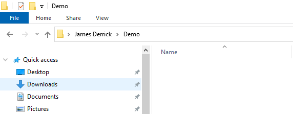 Demo directory in Windows File Manager
